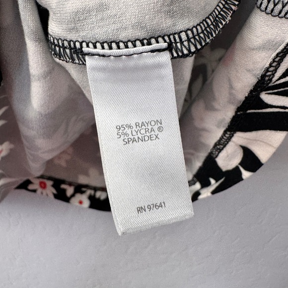 J Jill Wearever Collection Large Petite Black White Floral Short‎ Sleeve Dress - Picture 4 of 7